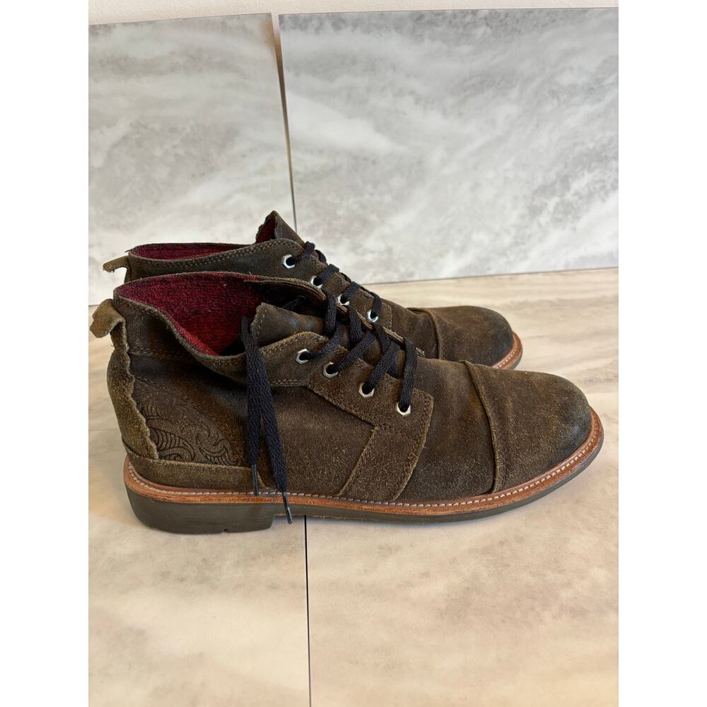 OluKai Mauna Iki Boots Mens 12 Brown Leather Wool Ankle Chukka Lace Up Casual